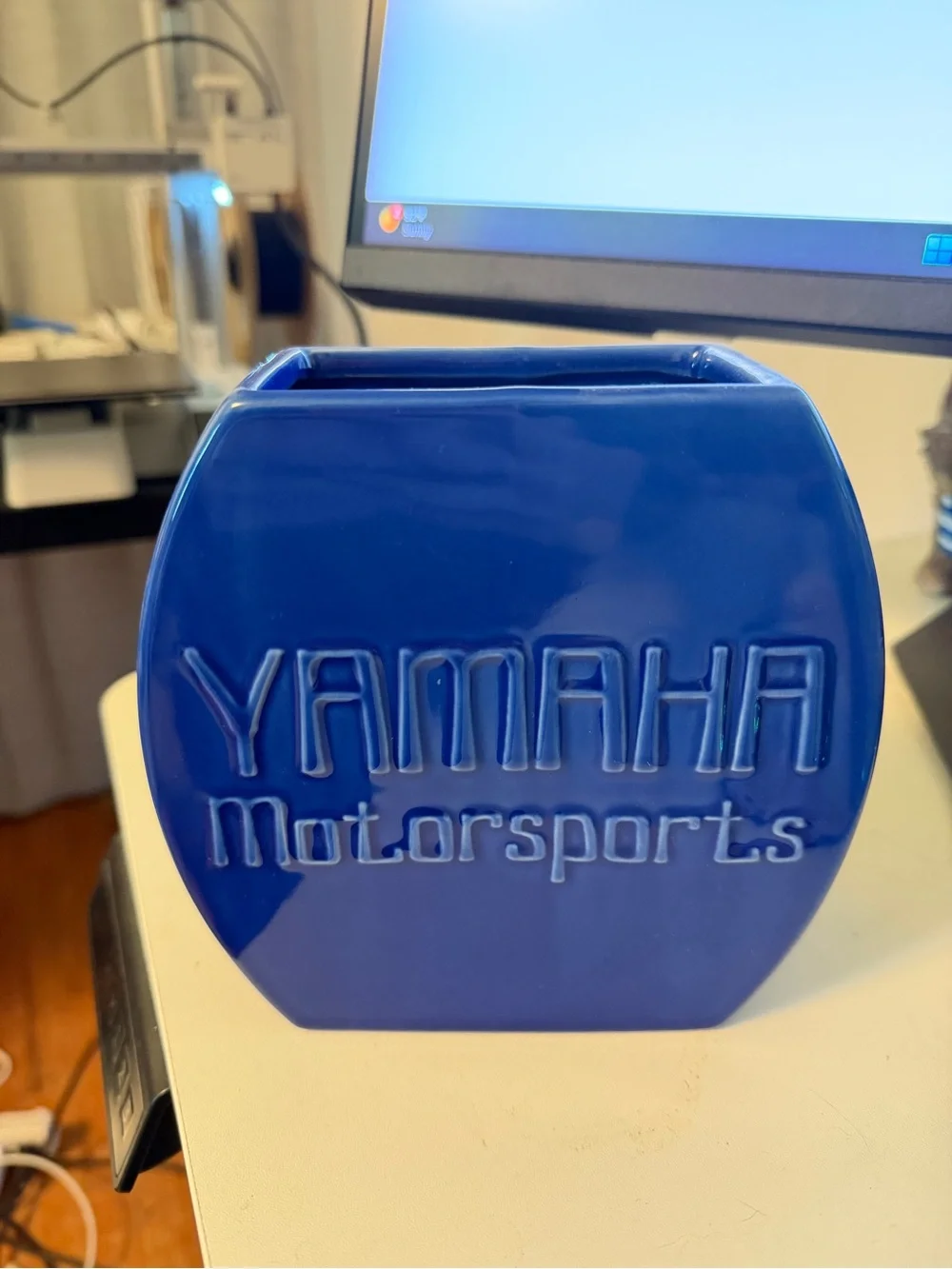Yamaha Motorsports Blue Ceramic Desk Decor
